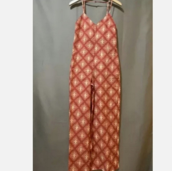 ZARA LONG PRINT JUMPSUIT TERRACOTTA - Size L - Picture 6 of 6